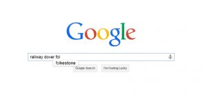Screenshot of Google filling in the blanks on Folkestone