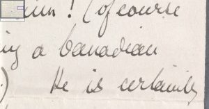 Close up view of a portion of a letter from the Letters of 1916 website.